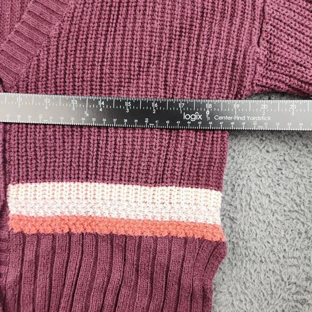 Women's Cropped Boxy Oversized Cardigan Sweater Extra Small Burgundy Y2K Preppy - Picture 5 of 11